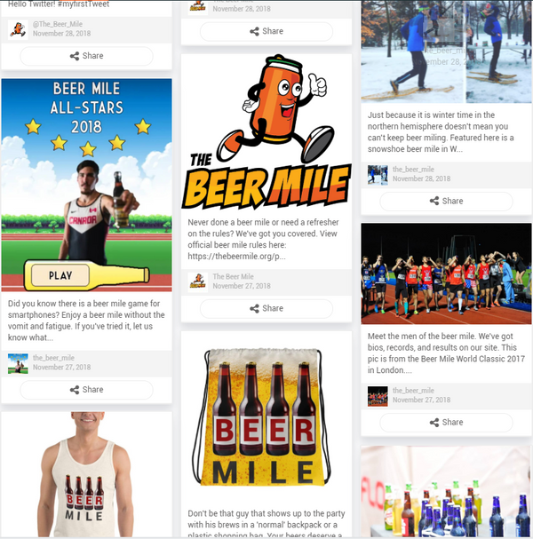 The Beer Mile Social Feed