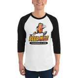 The Beer Mile 3/4 sleeve raglan shirt-Shirts-The Beer Mile-White/Black-XS-The Beer Mile