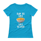 Run to Eat, Eat to Run Ladies' Scoopneck T-Shirt-Shirts-The Beer Mile-Caribbean Blue-XS-The Beer Mile