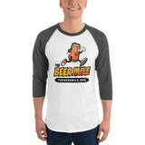 The Beer Mile 3/4 sleeve raglan shirt-Shirts-The Beer Mile-White/Heather Charcoal-XS-The Beer Mile