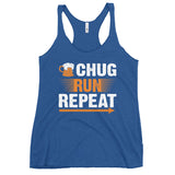 Chug Run Repeat Women's Racerback Tank-Tanks-The Beer Mile-Vintage Royal-XS-The Beer Mile