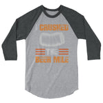 I Crushed The Beer Mile 3/4 Sleeve Raglan Shirt-Shirts-The Beer Mile-Heather Grey/Heather Charcoal-XS-The Beer Mile