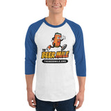 The Beer Mile 3/4 sleeve raglan shirt-Shirts-The Beer Mile-White/Royal-XS-The Beer Mile