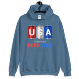Team USA Beer Mile Cans Hooded Sweatshirt-Sweatshirts-The Beer Mile-Indigo Blue-S-The Beer Mile