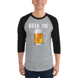 Beer Me Drinking 3/4 sleeve raglan shirt-Shirts-The Beer Mile-Heather Grey/Black-XS-The Beer Mile