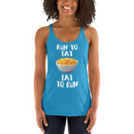 Run to Eat, Eat to Run - Women's Racerback Tank-Shirts-The Beer Mile-Vintage Turquoise-XS-The Beer Mile
