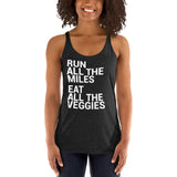 Run All The Miles Eat All The Veggies Women's Racerback Tank-Tanks-The Beer Mile-Vintage Black-XS-The Beer Mile