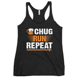 Chug Run Repeat Women's Racerback Tank-Tanks-The Beer Mile-Vintage Black-XS-The Beer Mile