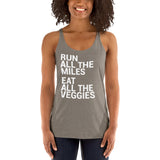 Run All The Miles Eat All The Veggies Women's Racerback Tank-Tanks-The Beer Mile-Venetian Grey-XS-The Beer Mile