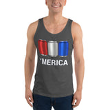 'Merica Red, White, and Blue Beer Cans Drinking Tank Top-Tanks-The Beer Mile-Asphalt-XS-The Beer Mile