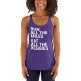 Run All The Miles Eat All The Veggies Women's Racerback Tank-Tanks-The Beer Mile-Purple Rush-XS-The Beer Mile