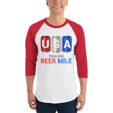 Team USA Beer Mile Cans - 3/4 sleeve raglan shirt-Shirts-The Beer Mile-White/Red-XS-The Beer Mile