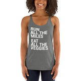 Run All The Miles Eat All The Veggies Women's Racerback Tank-Tanks-The Beer Mile-Premium Heather-XS-The Beer Mile
