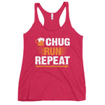 Chug Run Repeat Women's Racerback Tank-Tanks-The Beer Mile-Vintage Shocking Pink-XS-The Beer Mile