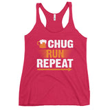 Chug Run Repeat Women's Racerback Tank-Tanks-The Beer Mile-Vintage Shocking Pink-XS-The Beer Mile