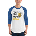 Stay True Drink a Brew - 3/4 sleeve raglan shirt-Shirts-The Beer Mile-White/Royal-XS-The Beer Mile