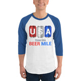 Team USA Beer Mile Cans - 3/4 sleeve raglan shirt-Shirts-The Beer Mile-White/Royal-XS-The Beer Mile