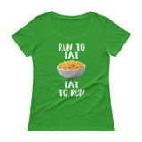 Run to Eat, Eat to Run Ladies' Scoopneck T-Shirt-Shirts-The Beer Mile-Green Apple-XS-The Beer Mile