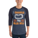 I Crushed The Beer Mile 3/4 Sleeve Raglan Shirt-Shirts-The Beer Mile-Black/White-XS-The Beer Mile