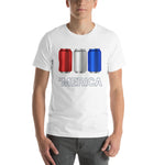 'Merica Red, White, and Blue Beer Cans Drinking Shirt-Shirts-The Beer Mile-White-XS-The Beer Mile