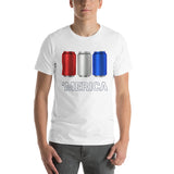 'Merica Red, White, and Blue Beer Cans Drinking Shirt-Shirts-The Beer Mile-White-XS-The Beer Mile