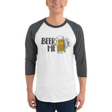 Beer Me 3/4 sleeve raglan shirt-Shirts-The Beer Mile-White/Heather Charcoal-XS-The Beer Mile