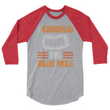 I Crushed The Beer Mile 3/4 Sleeve Raglan Shirt-Shirts-The Beer Mile-Heather Grey/Heather Red-S-The Beer Mile