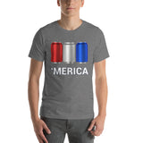 'Merica Red, White, and Blue Beer Cans Drinking Shirt-Shirts-The Beer Mile-Deep Heather-XS-The Beer Mile