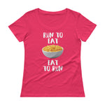 Run to Eat, Eat to Run Ladies' Scoopneck T-Shirt-Shirts-The Beer Mile-Hot Pink-XS-The Beer Mile