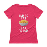 Run to Eat, Eat to Run Ladies' Scoopneck T-Shirt-Shirts-The Beer Mile-Hot Pink-XS-The Beer Mile