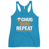 Chug Run Repeat Women's Racerback Tank-Tanks-The Beer Mile-Vintage Turquoise-XS-The Beer Mile