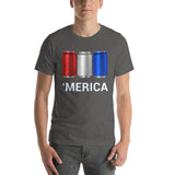 'Merica Red, White, and Blue Beer Cans Drinking Shirt-Shirts-The Beer Mile-Asphalt-S-The Beer Mile