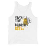 Stay True Drink a Brew Unisex Drinking Tank Top-Tanks-The Beer Mile-White-XS-The Beer Mile
