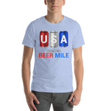 Team USA Beer Mile Cans T-Shirt-Shirts-The Beer Mile-Heather Blue-S-The Beer Mile