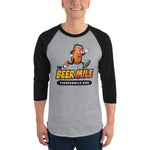 The Beer Mile 3/4 sleeve raglan shirt-Shirts-The Beer Mile-Heather Grey/Black-S-The Beer Mile