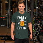 Early & Often Drinking Shirt-Shirts-The Beer Mile-Heather Forest-S-The Beer Mile