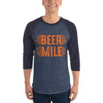Beer Mile 3/4 Sleeve Raglan Shirt-Shirts-The Beer Mile-White/Black-XS-The Beer Mile