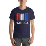 'Merica Red, White, and Blue Beer Cans Drinking Shirt-Shirts-The Beer Mile-Heather Midnight Navy-XS-The Beer Mile