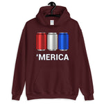 'Merica Red, White, and Blue Beer Cans Hooded Sweatshirt-Sweatshirts-The Beer Mile-Maroon-S-The Beer Mile
