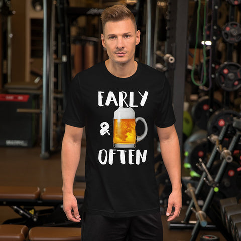 Early & Often Drinking Shirt-Shirts-The Beer Mile-Black-XS-The Beer Mile