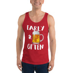 Early & Often Drinking Tank Top-Tanks-The Beer Mile-Red-XS-The Beer Mile
