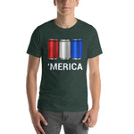 'Merica Red, White, and Blue Beer Cans Drinking Shirt-Shirts-The Beer Mile-Heather Forest-S-The Beer Mile