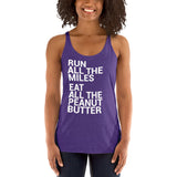 Run All The Miles Eat All The Peanut Butter Women's Racerback Tank-Tanks-The Beer Mile-Purple Rush-XS-The Beer Mile