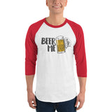 Beer Me 3/4 sleeve raglan shirt-Shirts-The Beer Mile-White/Red-XS-The Beer Mile