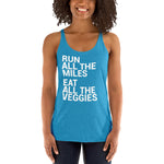 Run All The Miles Eat All The Veggies Women's Racerback Tank-Tanks-The Beer Mile-Vintage Turquoise-XS-The Beer Mile