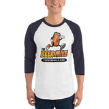 The Beer Mile 3/4 sleeve raglan shirt-Shirts-The Beer Mile-White/Navy-XS-The Beer Mile