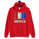 'Merica Red, White, and Blue Beer Cans Hooded Sweatshirt-Sweatshirts-The Beer Mile-Red-S-The Beer Mile