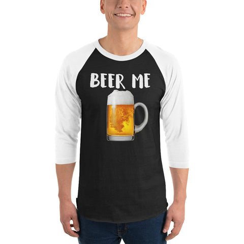 Beer Me Drinking 3/4 sleeve raglan shirt-Shirts-The Beer Mile-Black/White-XS-The Beer Mile