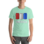 'Merica Red, White, and Blue Beer Cans Drinking Shirt-Shirts-The Beer Mile-Heather Mint-S-The Beer Mile