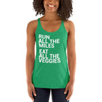 Run All The Miles Eat All The Veggies Women's Racerback Tank-Tanks-The Beer Mile-Envy-XS-The Beer Mile